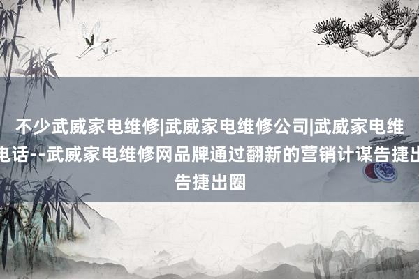 不少武威家电维修|武威家电维修公司|武威家电维修电话--武威家电维修网品牌通过翻新的营销计谋告捷出圈